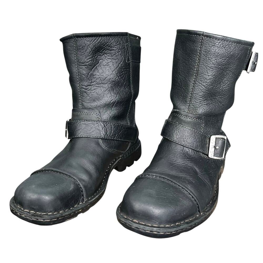 UGG Men’s Rockville II Black Leather Shearling Lined Engineer Boots Size 9 - Picture 6 of 11